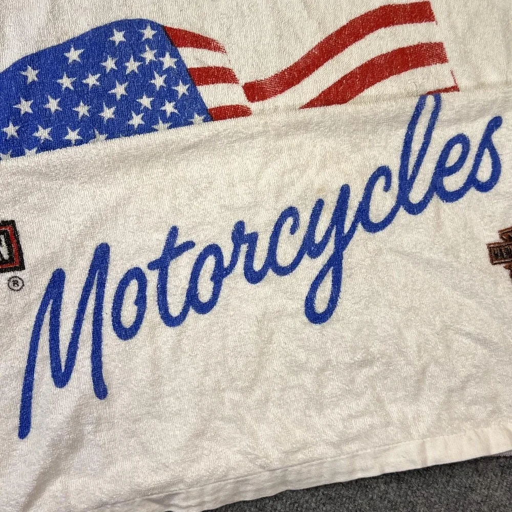 Harley-Davidson Beach Towel Born In The USA Eagle Flag Cotton America White